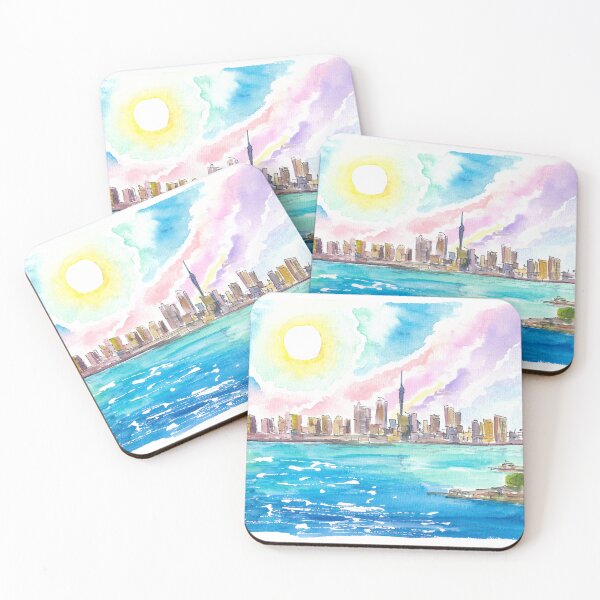 Item preview, Amazing Auckland New Zealand Skyline from the Sea designed and sold by artshop77.