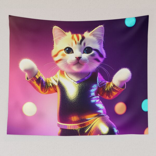 Item preview, Disco Dancing cat - Modern digital art designed and sold by Ai-michiart.