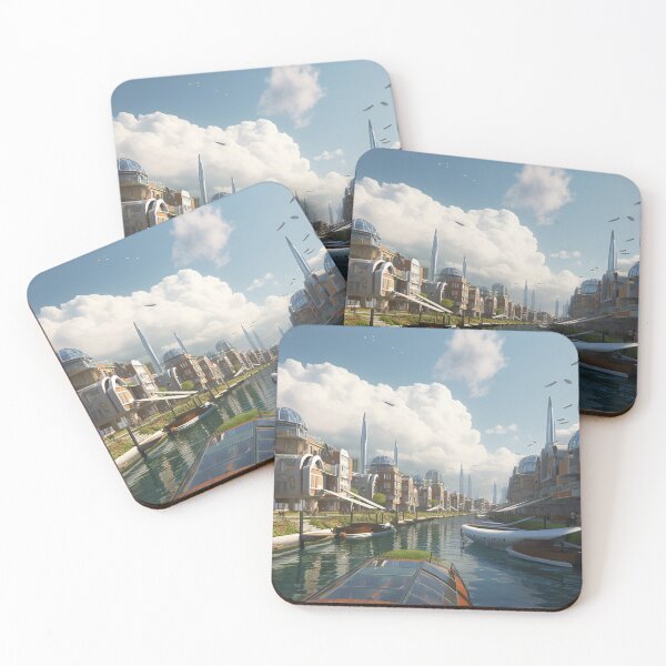 Item preview, Futuristic city with water canal designed and sold by Cametostay.
