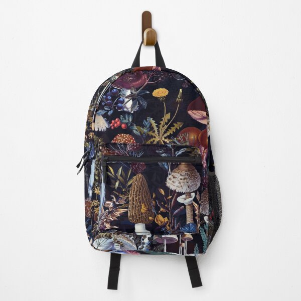 Item preview, Vintage Mushrooms Forest Botanical Pattern - Mystic Black  Botanical Night Garden Nightgarden designed and sold by UtArt.