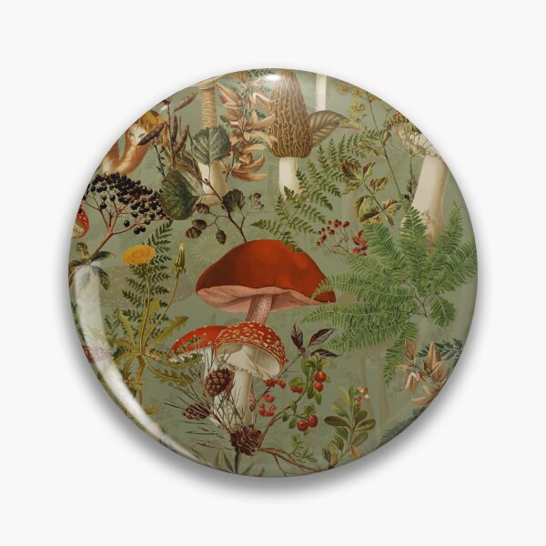 Item preview, Vintage Mushrooms Forest Botanical Pattern - Sage Botanical Garden Nightgarden designed and sold by UtArt.