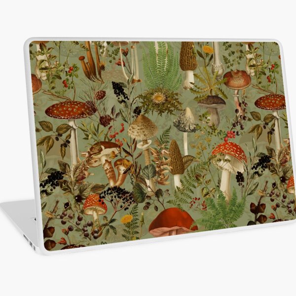 Aperçu de l'œuvre Motif botanique de forêt de champignons vintage - Jardin botanique de Sage Nightgarden créée et vendue par UtArt.