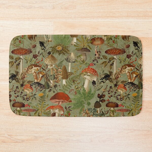 Item preview, Vintage Mushrooms Forest Botanical Pattern - Sage Botanical Garden Nightgarden designed and sold by UtArt.