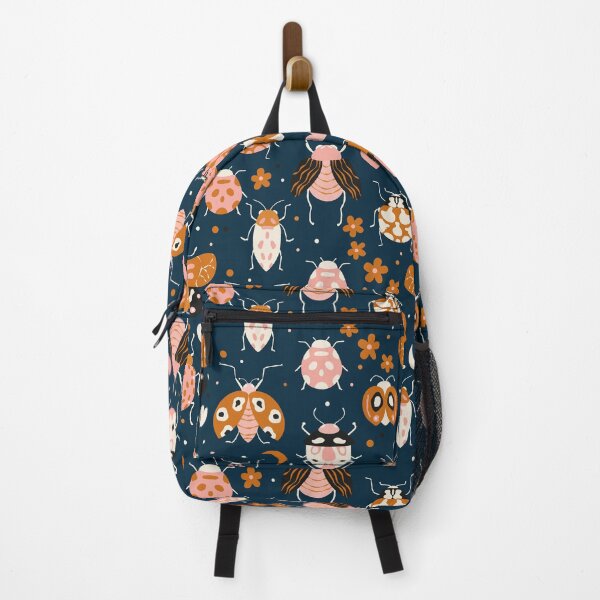 Item preview, Cute colorful bugs on dark blue background, pattern designed and sold by BlueLela.