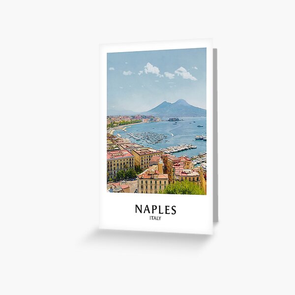 Item preview, Sea View of Naples, Italy - Bring the Beauty of Italy to Your Home - watercolor travel poster, wall art decor designed and sold by Pensierino.