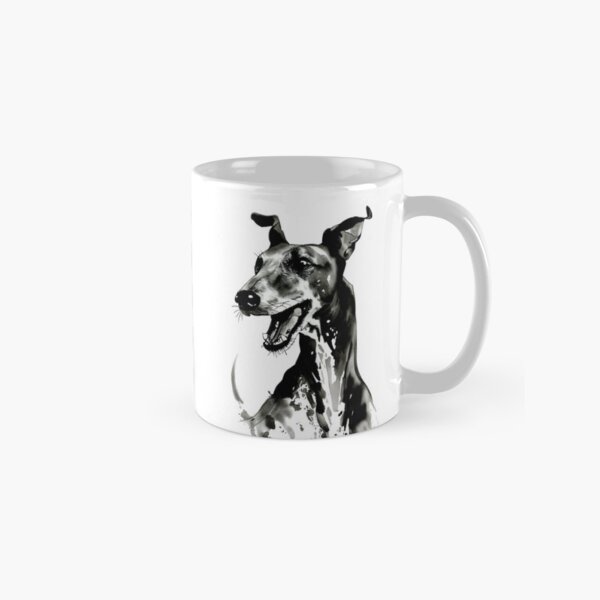 Vista previa del artículo con la obra «Galgo alegre English | Arte de perro blanco y negro», diseñado y vendido por NinosDelViento.