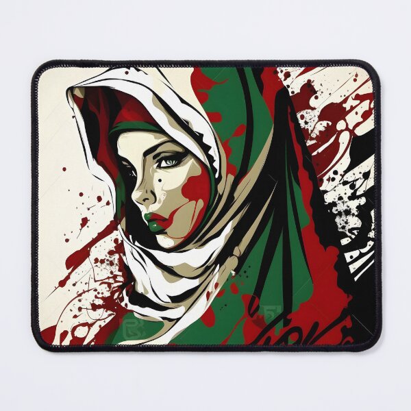 Item preview, White Hijab Stained with Red and Green designed and sold by QuietJamsDesign.