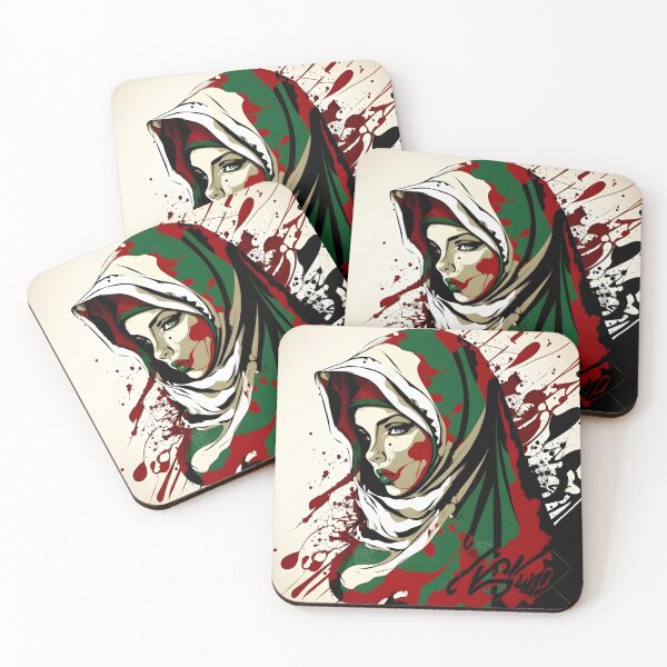 Item preview, White Hijab Stained with Red and Green designed and sold by QuietJamsDesign.