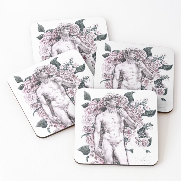 Item preview, David statue with flowers drawing designed and sold by Adam Wróbel.