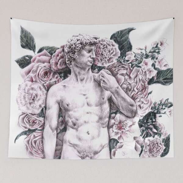 Item preview, David statue with flowers drawing designed and sold by Adam Wróbel.