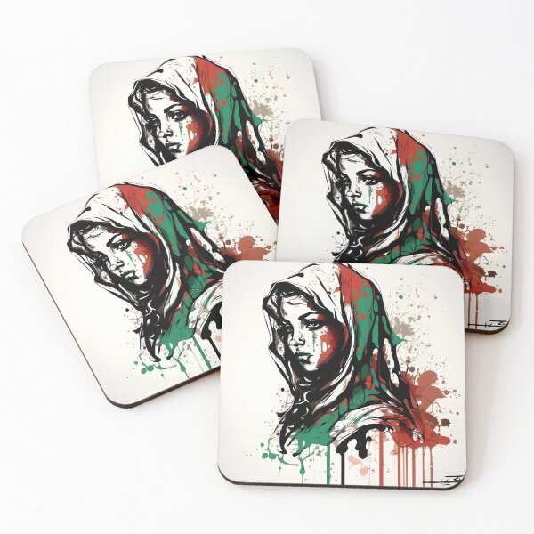 Item preview, Grafitti White Hijab Stained with Red and Green designed and sold by QuietJamsDesign.