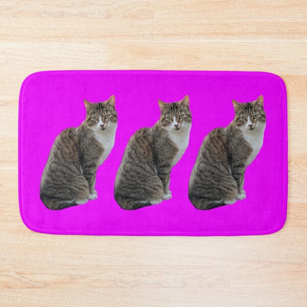 Item preview, tabby cat 3 times side by side with background in pink-purple designed and sold by Binas-gallery.