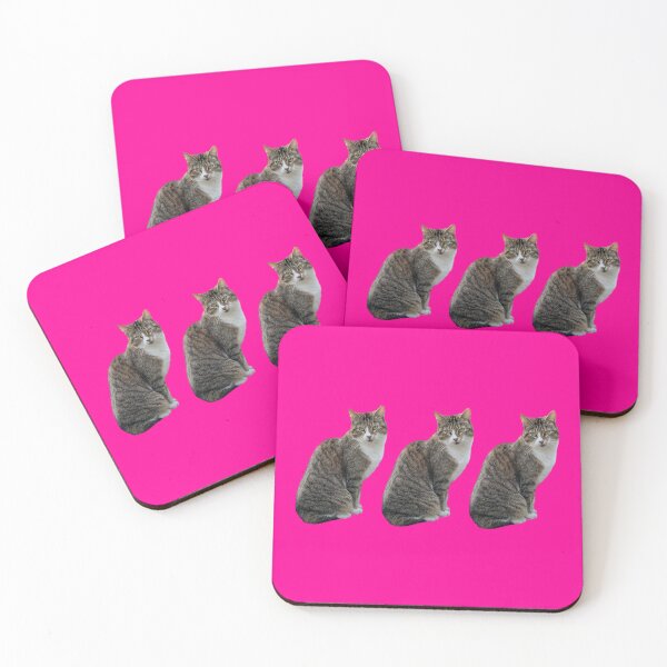 Item preview, tabby 3 times side by side with background in pink designed and sold by Binas-gallery.