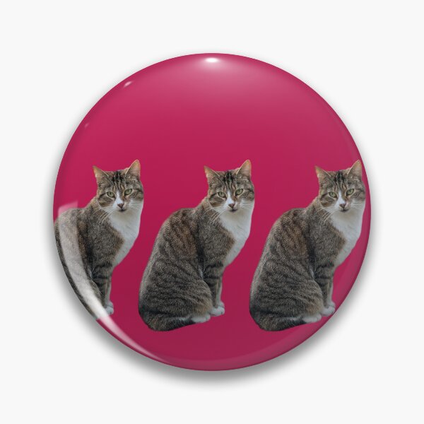 Item preview, tabby cat 3 times side by side with background in pink-red designed and sold by Binas-gallery.