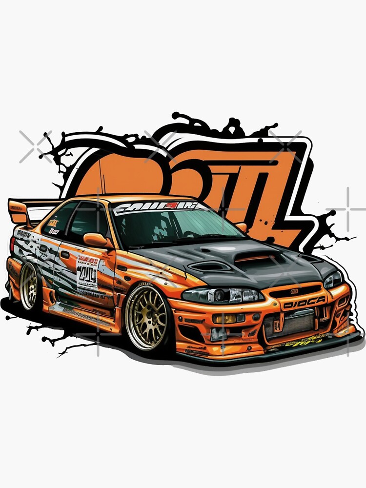 Car tuning JDM Orange, #3 Sticker by imagenia