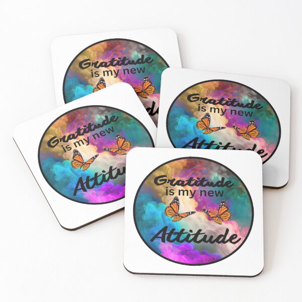 Item preview, Gratitude is my new attitude- colorful inspirational gratitude-  butterfly gratitude quote designed and sold by Janetlousart.