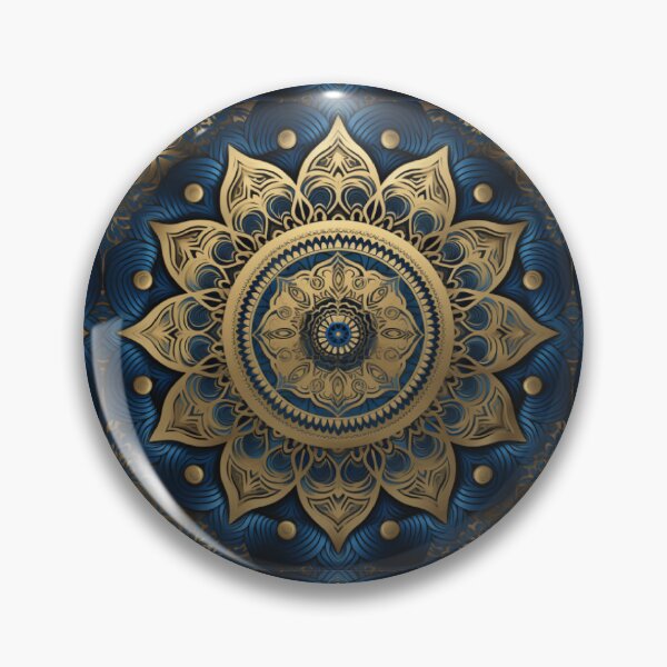 Aperçu de l'œuvre Blue and Gold Mandala (No. 2) créée et vendue par SvahaDesigns.