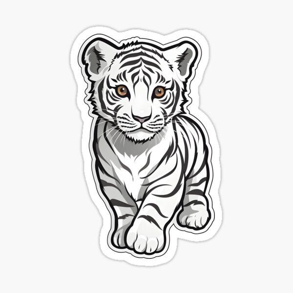White Baby Tiger Sticker for Sale by Strivient