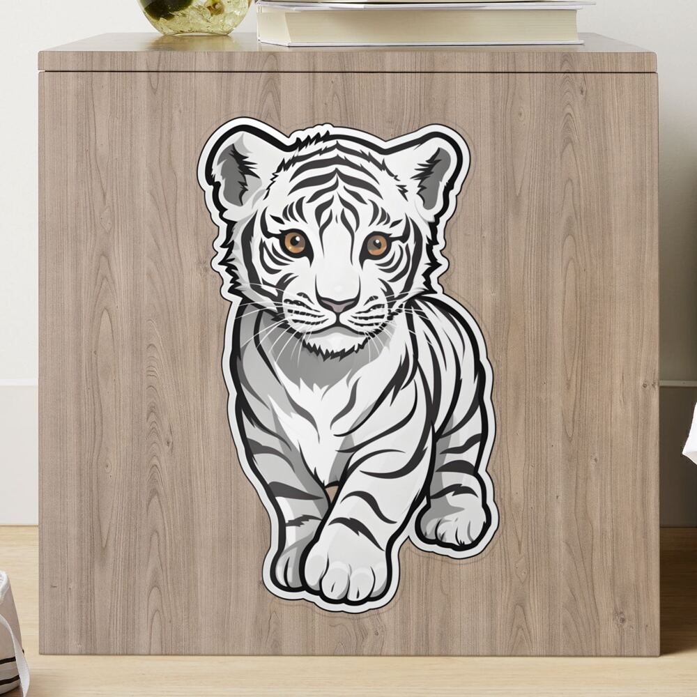 White Baby Tiger Sticker for Sale by Strivient