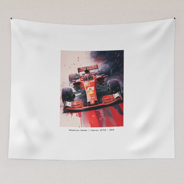 Item preview, Sebastian Vettel 2018 Ferrari SF71H F1 Watercolour Painting Print    designed and sold by PicTechNowArt.