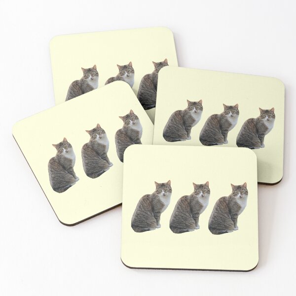 Item preview, Tabby 3 times side by side with background in pastel yellow designed and sold by Binas-gallery.