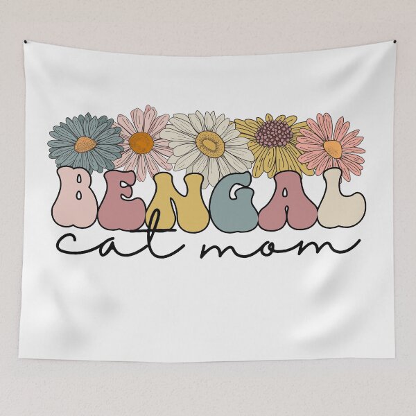 Item preview, Bengal Cat Mama colorful retro groovy wildflowers for cat owner designed and sold by JoeyGraceCatCo.