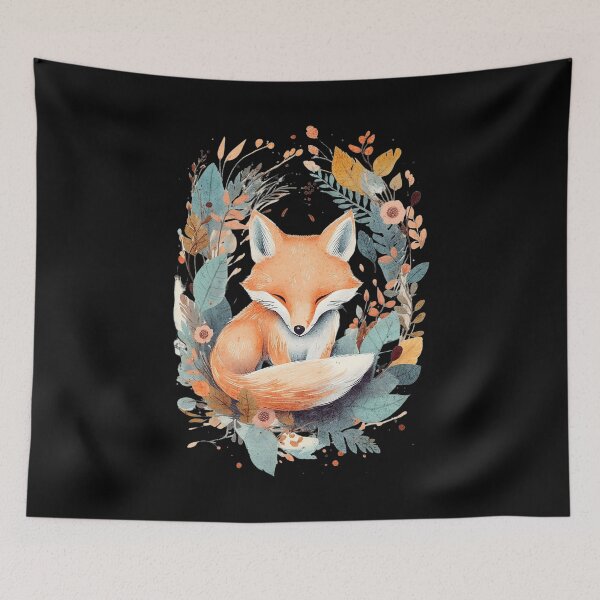 Item preview, Fox in a Floral Wonderland | Watercolor Painting designed and sold by PlayfulPrint.