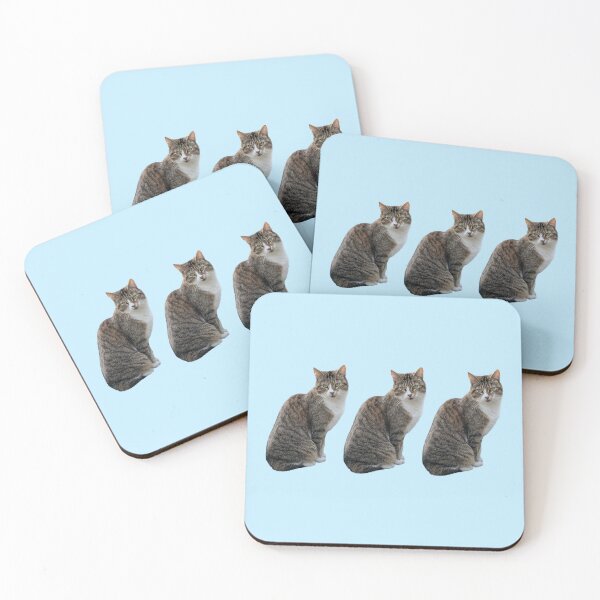 Item preview, Tabby 3 times side by side with background in pastel blue designed and sold by Binas-gallery.