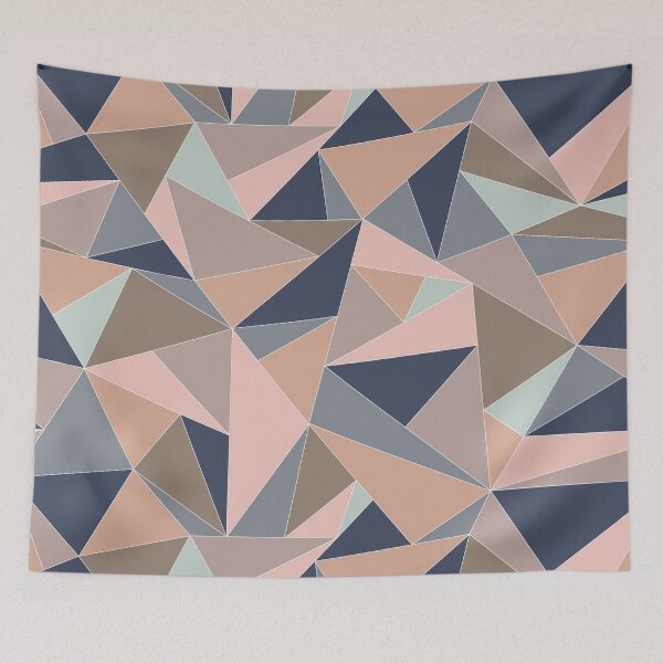 Item preview, Fractal Triangles in Blue, Gray, Peach & Beige designed and sold by aranmade.