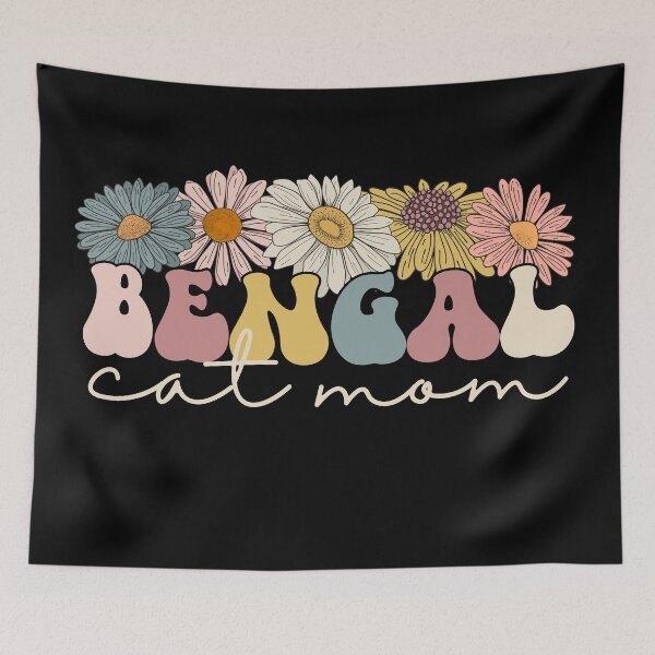 Item preview, Bengal Cat Mama colorful retro groovy wildflowers for cat owner designed and sold by JoeyGraceCatCo.