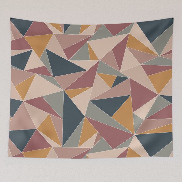 Item preview, Fractal Triangles in Blue, Sage Green, Gold, Peach & Pink designed and sold by aranmade.