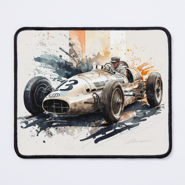 Item preview, Vintage 1937 Mercedes W125 F1 Watercolour Painting Print designed and sold by PicTechNowArt.