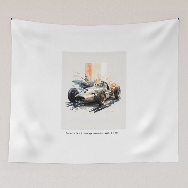 Item preview, Vintage 1937 Mercedes W125 F1 Watercolour Painting Print   designed and sold by PicTechNowArt.