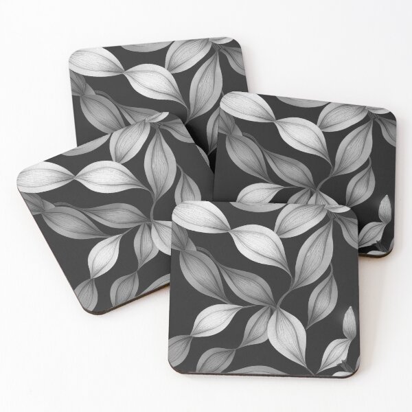 Item preview, Leaves Pattern Black and White Gray Greenery BW Spring Drawing Minimalist Design designed and sold by Univers Noir et Blanc.