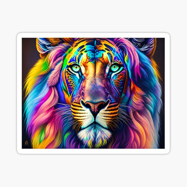 Item preview, colored lion designed and sold by FashionFrames.