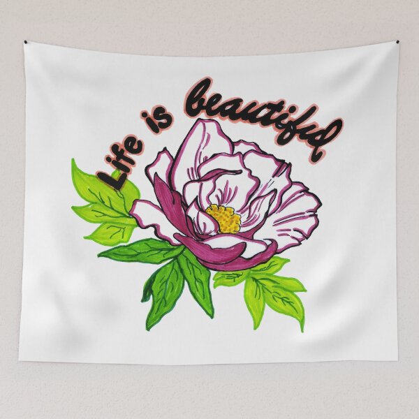 Item preview, Life Is Beautiful Floral Inspirational Art Design Gift designed and sold by HighArtDesigns.