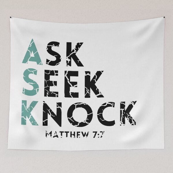 Item preview, Ask Seek Knock (white background distressed) designed and sold by KingsManKind.