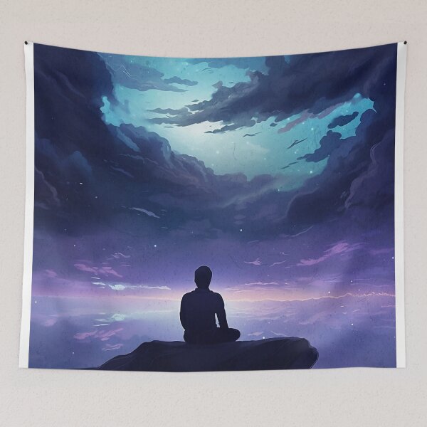 Item preview, Contemplating the Cosmos | A Nighttime Cliffside Vigil designed and sold by PlayfulPrint.