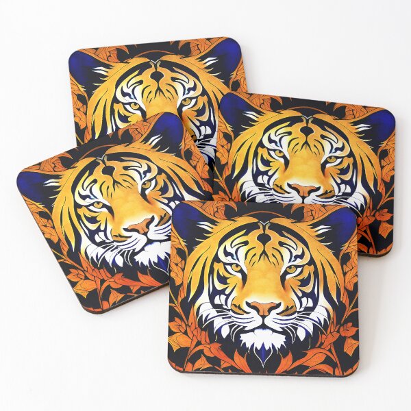 Item preview, TIGER FACE -William Morris Style designed and sold by tinytiger77.