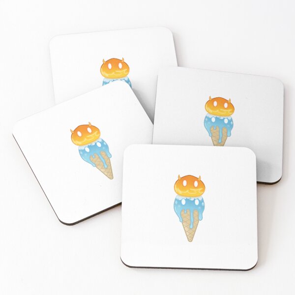 Item preview, Kawaii melt reaction cute ice cream cone featuring pyro and cryo elemental slimes from the video game Genshin Impact  designed and sold by AnElementalGift.