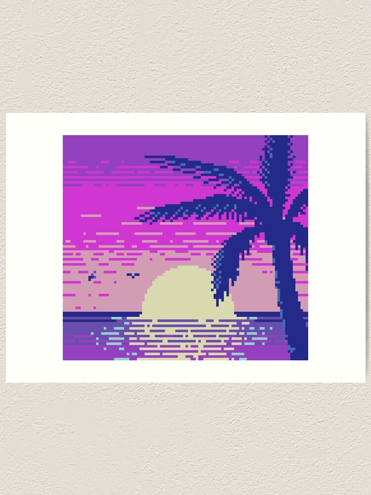 pixel sunset art print by randomhumanity redbubble redbubble