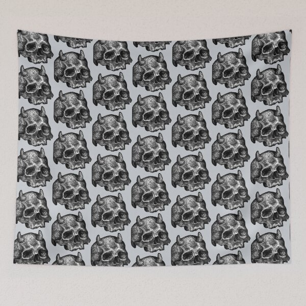 Item preview, skull with horns, black designed and sold by ASTRALEXIA.