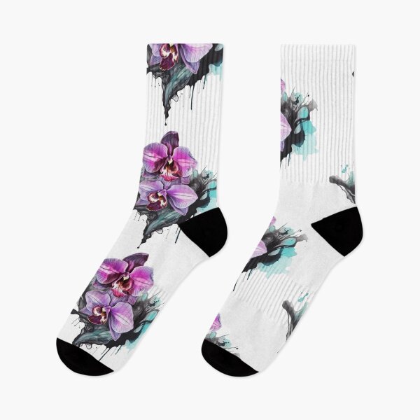 Artikelvorschau, Lila Orchideen-Aquarell-Aufkleber, Orchideenblume entworfen und verkauft von Anastasiia Yurevych.