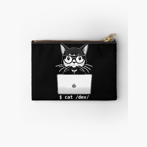 Item preview, "$ cat /dev/" - Cute Cartoon Cat in Front of a Laptop for Developers and Coders designed and sold by TuxIdeas.