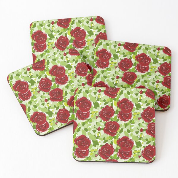 Item preview, Bright Red Summer Rose with Green Leaves | Flower Pattern designed and sold by Moyanana.