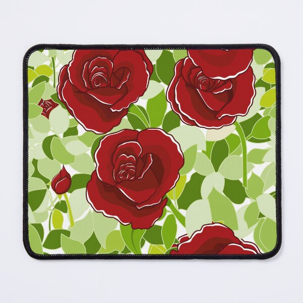 Item preview, Bright Red Summer Rose with Green Leaves | Flower Pattern designed and sold by Moyanana.