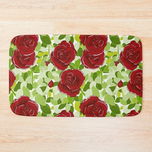 Item preview, Bright Red Summer Rose with Green Leaves | Flower Pattern designed and sold by Moyanana.