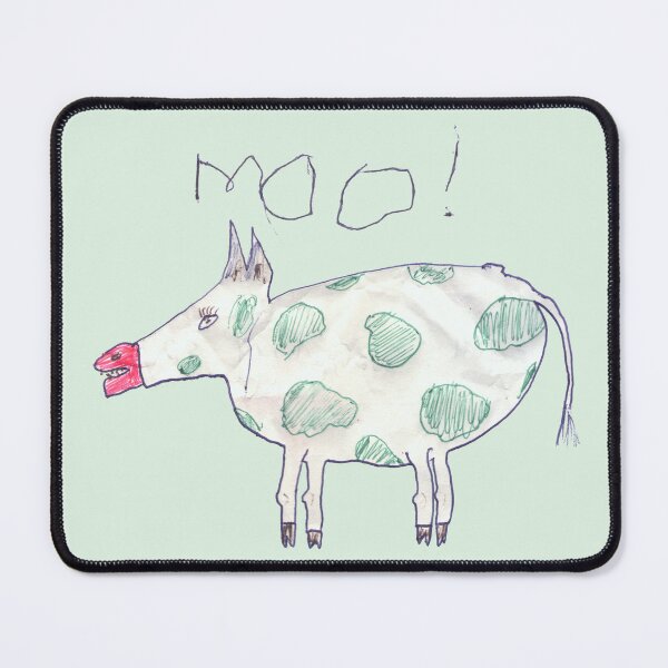 Item preview, Drawing of a cow with green patches and the word MOO! designed and sold by claireseyeview.