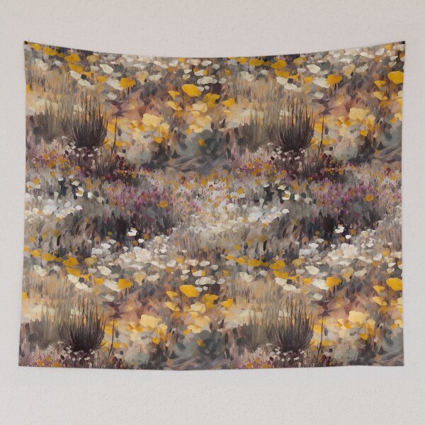 Item preview, California Golden Fields Superbloom Abstract Landscape Floral Pattern designed and sold by semisoberme.