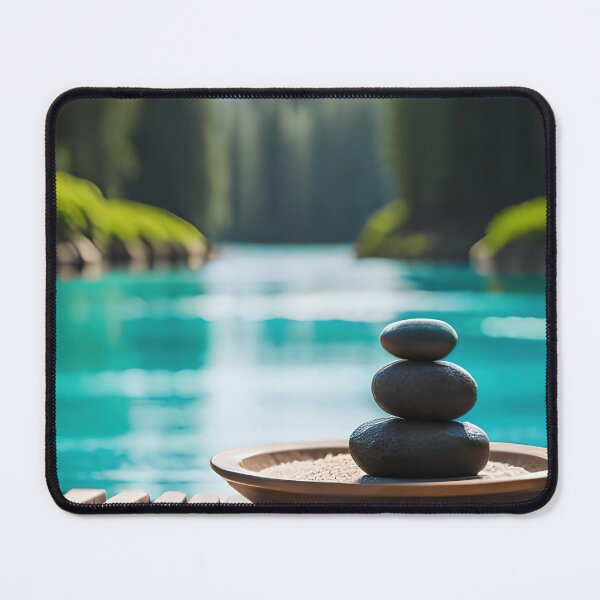 Item preview, Zen stones at a blue lake designed and sold by RK - Shop.